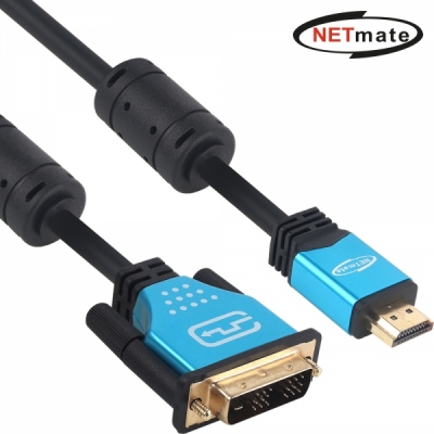 강원전자 넷메이트 HDMI to DVI Blue Metal 케이블 1m