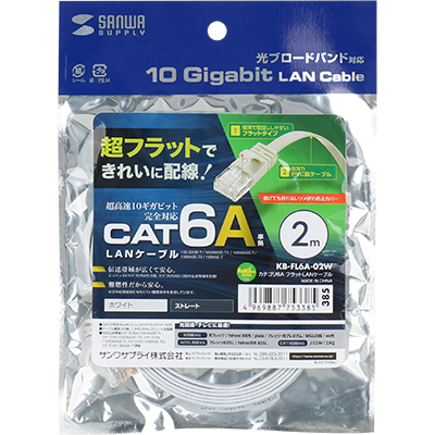 강원전자 산와서플라이 KB-FL6A-02W CAT.6A UTP 다이렉트 FLAT 케이블 2m