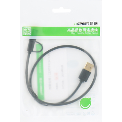 유그린 U-30173 모바일 2in1 멀티 충전 케이블 0.5m (Type C & 마이크로 5핀)