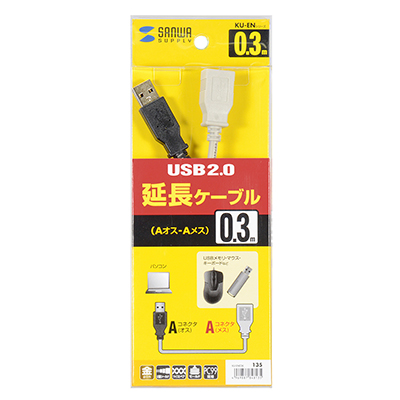 강원전자 산와서플라이 USB2.0 연장 AM-AF 케이블 0.3m