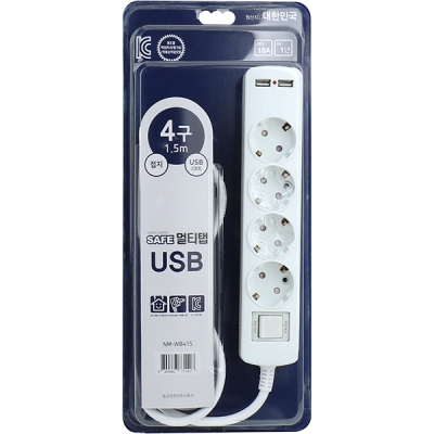 SAFE 멀티탭 NM-WB415 USB 2포트 4구 접지 1.5m