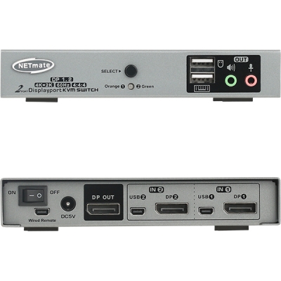 강원전자 넷메이트 NM-DKD02C 4K 60Hz Displayport KVM 2:1 스위치(USB/케이블 포함)