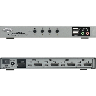 강원전자 넷메이트 NM-DKD04C 4K 60Hz Displayport KVM 4:1 스위치(USB/케이블 포함)