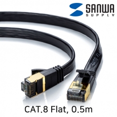 SANWA  KB-T8FL-005BK CAT.8 SSTP FLAT 랜 케이블 0.5m