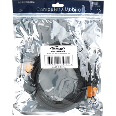 강원전자 넷메이트 Mini HDMI 2.0 Gold Metal 케이블 3m NMC-HMH30Z