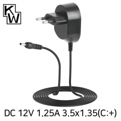 강원전자 KW KW-A1212C(SK01T8-1200125K) 12V 1.25A SMPS 아답터(3.5x1.35(1.4)mm/C:+)