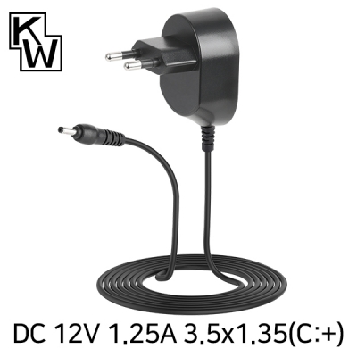 강원전자 KW KW-A1212C(SK01T8-1200125K) 12V 1.25A SMPS 아답터(3.5x1.35(1.4)mm/C:+)