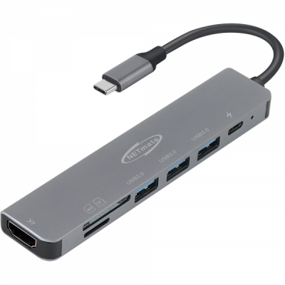 강원전자 넷메이트 NM-TCM01 USB3.0 Type C 3포트 7 in 1 멀티 허브