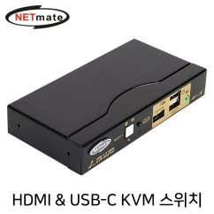 강원전자 넷메이트 4K 60Hz HDMI 2.0 KVM 2:1 스위치(USB-C)
