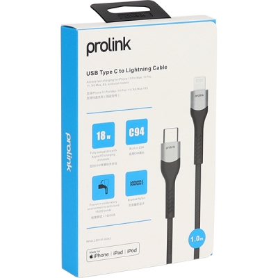 프로링크 PF444A-0100 USB-C - MFi 라이트닝 케이블 1m