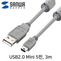 강원전자 산와서플라이 KU-AMB530K USB2.0 AM-Mini 5핀 케이블 3m