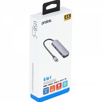 프로링크 WG605A USB3.0 Type C 6 in 1 멀티 허브