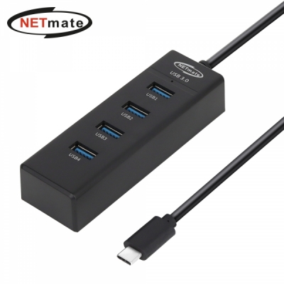 강원전자 넷메이트 USB3.0 Type C 4포트 허브 (블랙)