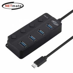 강원전자 넷메이트 USB3.0 Type C 4포트 허브 (블랙)