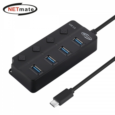 강원전자 넷메이트 USB3.0 Type C 4포트 허브 (블랙)