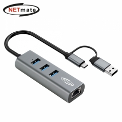 강원전자 넷메이트 2 in 1 USB 3포트 허브 + 랜카드