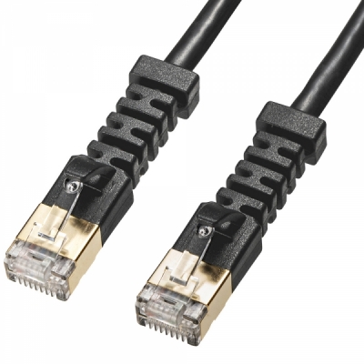 강원전자 산와서플라이 CAT.6A STP 랜 케이블 0.5m KB-T6ASYL-005BK