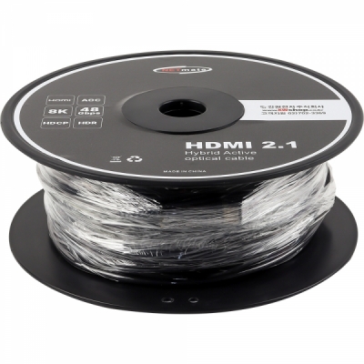 강원전자 넷메이트 HDMI2.1 Hybrid AOC 배관용 케이블 100m (골드)