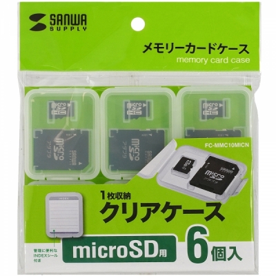 강원전자 산와서플라이 MicroSD + SD 메모리카드 케이스(6개) FC-MMC10MICN