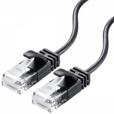 강원전자 산와서플라이 CAT.6A UTP 초슬림 랜 케이블 1m KB-SL6A-01BK