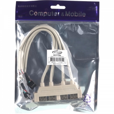 강원전자 넷메이트 USB2.0 4포트 브라켓 케이블 0.3m