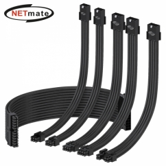 강원전자 넷메이트 PSU 연장 16AWG 슬리빙 케이블 0.3m (블랙 6종) [EZDIY-FAB]
