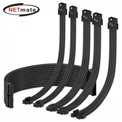 강원전자 넷메이트 NM-DPR008 PSU 연장 16AWG 슬리빙 케이블 0.3m (블랙 6종)