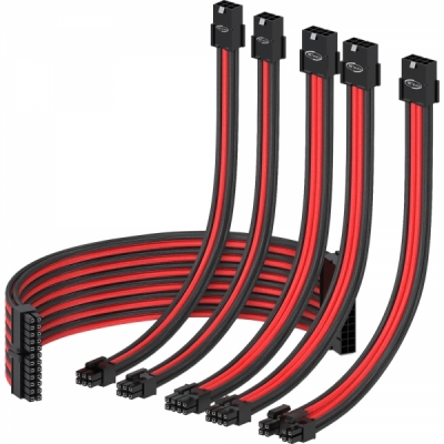 강원전자 넷메이트 NM-DPR033 PSU 연장 16AWG 슬리빙 케이블 0.3m (블랙/레드 6종)