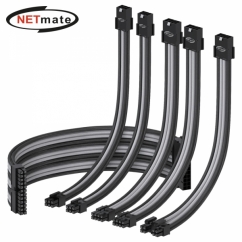 강원전자 넷메이트 NM-DPR036 PSU 연장 16AWG 슬리빙 케이블 0.3m (블랙/그레이 6종)