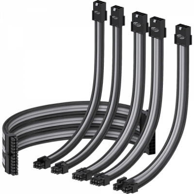 강원전자 넷메이트 PSU 연장 16AWG 슬리빙 케이블 0.3m (블랙/그레이 6종) [EZDIY-FAB] NM-DPR036