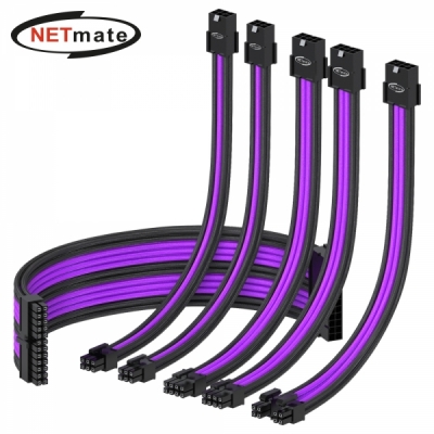 강원전자 넷메이트 NM-DPR037 PSU 연장 16AWG 슬리빙 케이블 0.3m (블랙/퍼플 6종)