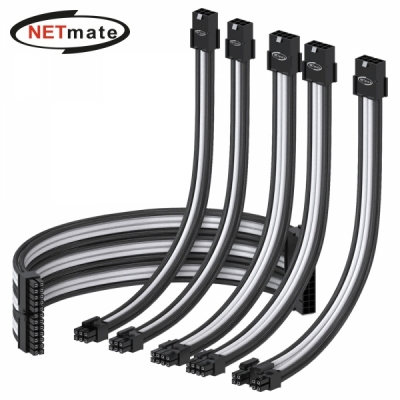 강원전자 넷메이트 NM-DPR0361 PSU 연장 16AWG 슬리빙 케이블 0.3m (블랙/화이트 6종)