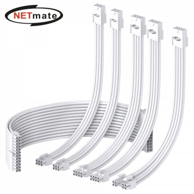 강원전자 넷메이트 PSU 연장 16AWG 슬리빙 케이블 0.3m (올화이트 6종) [EZDIY-FAB] NM-DPR05911EZ