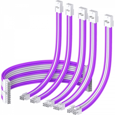 강원전자 넷메이트 NM-DPR0363 PSU 연장 16AWG 슬리빙 케이블 0.3m (화이트/퍼플 6종)