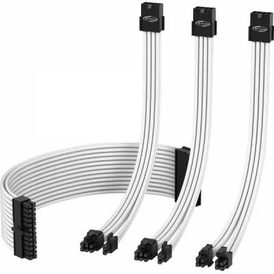 강원전자 넷메이트 PSU 연장 18AWG 슬리빙 케이블 세트 (화이트 4종) [EZDIY-FAB]