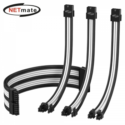 강원전자 넷메이트 NM-DPI1244 PSU 연장 18AWG 슬리빙 케이블 0.3m (블랙/화이트 4종)