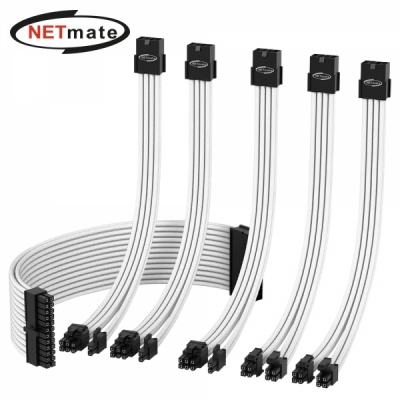 강원전자 넷메이트 NM-DPI154 PSU 연장 18AWG 슬리빙 케이블 0.3m (화이트 6종)