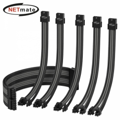 강원전자 넷메이트 NM-DPI1546 PSU 연장 18AWG 슬리빙 케이블 0.3m (블랙/그레이 6종)