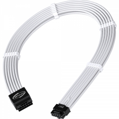 강원전자 넷메이트 PCI-E 5.0 12VHPWR 연장 슬리빙 케이블 0.3m (화이트) [EZDIY-FAB]