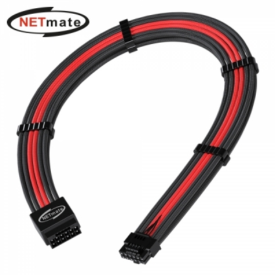 강원전자 넷메이트 PCI-E 5.0 12VHPWR 연장 슬리빙 케이블 0.3m (블랙/레드) [EZDIY-FAB]