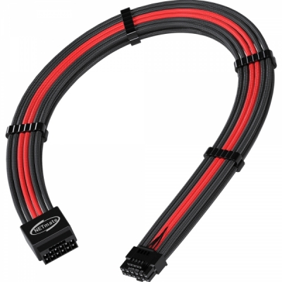강원전자 넷메이트 PCI-E 5.0 12VHPWR 연장 슬리빙 케이블 0.3m (블랙/레드) [EZDIY-FAB]