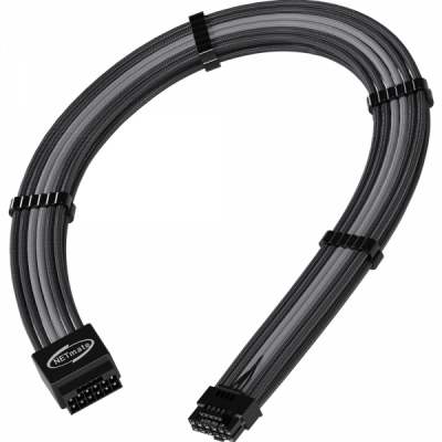 강원전자 넷메이트 PCI-E 5.0 12VHPWR 연장 슬리빙 케이블 0.3m (블랙/그레이) [EZDIY-FAB]