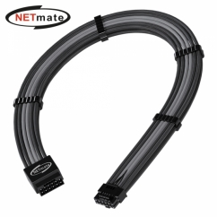 강원전자 넷메이트 PCI-E 5.0 12VHPWR 연장 슬리빙 케이블 0.3m (블랙/그레이) [EZDIY-FAB] NM-DPR1796