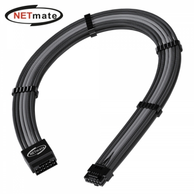 강원전자 넷메이트 PCI-E 5.0 12VHPWR 연장 슬리빙 케이블 0.3m (블랙/그레이) [EZDIY-FAB]