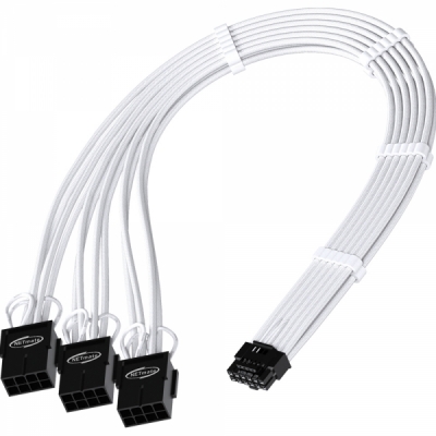 강원전자 넷메이트 12VHPWR to PCI-E 8핀x3 변환 슬리빙 케이블 0.3m (화이트) [EZDIY-FAB]