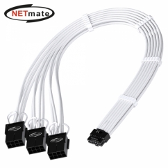 강원전자 넷메이트 12VHPWR to PCI-E 8핀x3 변환 슬리빙 케이블 0.3m (화이트) [EZDIY-FAB]