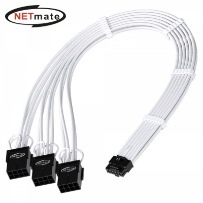 강원전자 넷메이트 12VHPWR to PCI-E 8핀x3 변환 슬리빙 케이블 0.3m (화이트) [EZDIY-FAB]