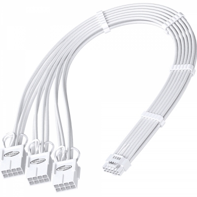 강원전자 넷메이트 12VHPWR to PCI-E 8핀x3 변환 슬리빙 케이블 0.3m (올화이트) [EZDIY-FAB] NM-DPR1862