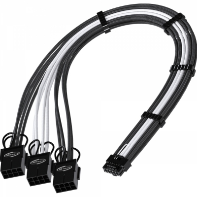 강원전자 넷메이트 12VHPWR to PCI-E 8핀x3 변환 슬리빙 케이블 0.3m (블랙/화이트) [EZDIY-FAB]