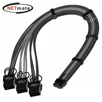 강원전자 넷메이트 12VHPWR to PCI-E 8핀x3 변환 슬리빙 케이블 0.3m (블랙/그레이) [EZDIY-FAB]